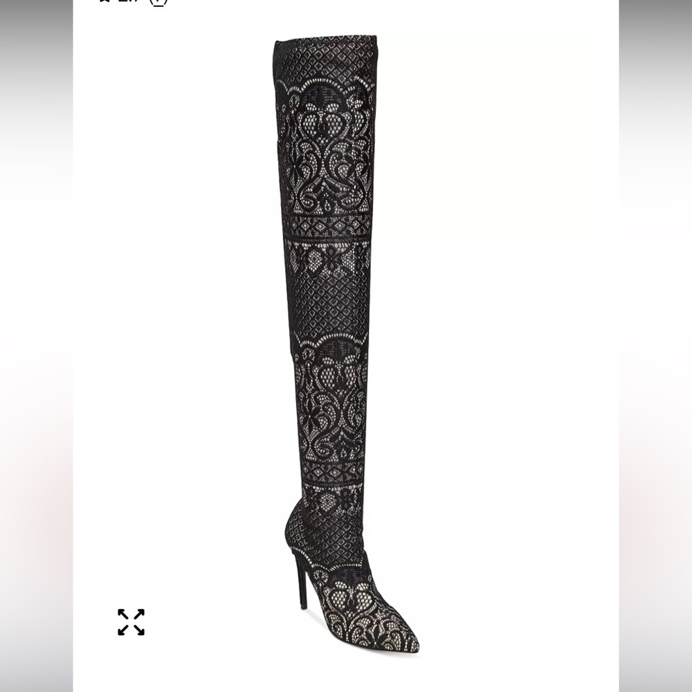 NEW Steve Madden Black Lace Thigh Over the Knee Boots 6